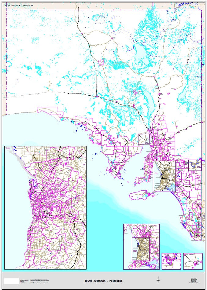 Port Adelaide Postcode Map Flat South Australia: Postcode Map (A0) – The Map Shop - Adelaide