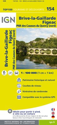 TOP154: Brive-la-Gaillarde  Figeac Map - 1:100,000