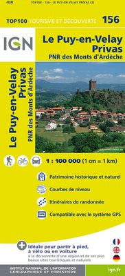 TOP156: Le Puy-en-Velay  Privas Map - 1:100,000