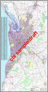 Flat General Reference Wall Map of Adelaide (1.6m)