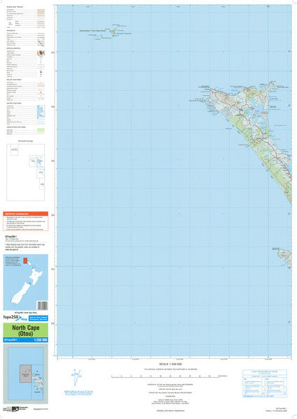 NZ TOPO250-01: North Cape (Otou) Map - 1:250,000