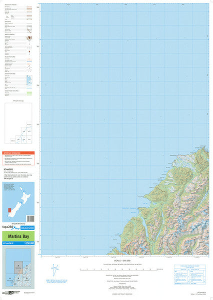 NZ TOPO250-20: Martins Bay Map - 1:250,000