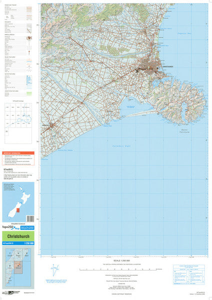 NZ TOPO250-23: Christchurch Map - 1:250,000