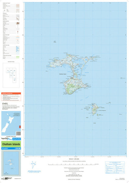 NZ TOPO250-31: Chatham Islands Map - 1:250,000