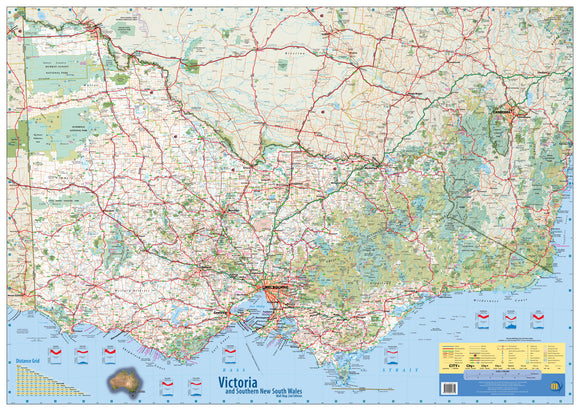 Meridian Maps - Victoria & Southern New South Wales Wall Map