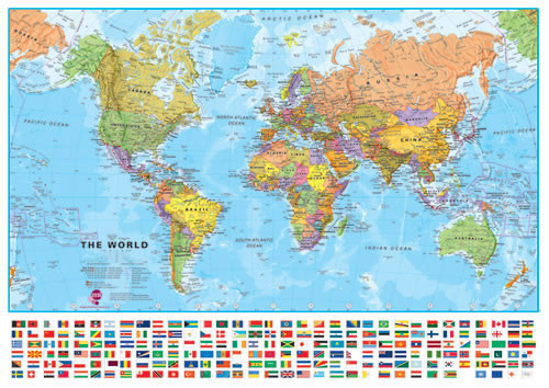 Maps International: World With Flags (Large)