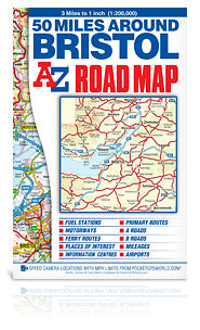 AZ 3 Mile Series - 50 Miles Around Bristol Road Map