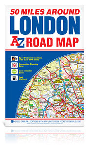 50 Miles Around London Road Map - AZ