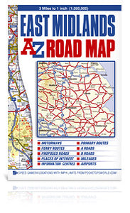 AZ 3 Mile Series - East Midlands Road Map